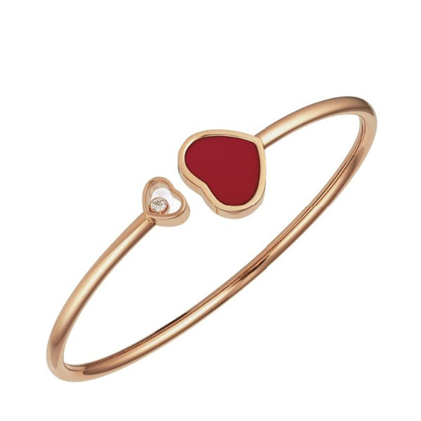 Happy Hearts Bangle, Rose Gold, Diamond, Red Stone